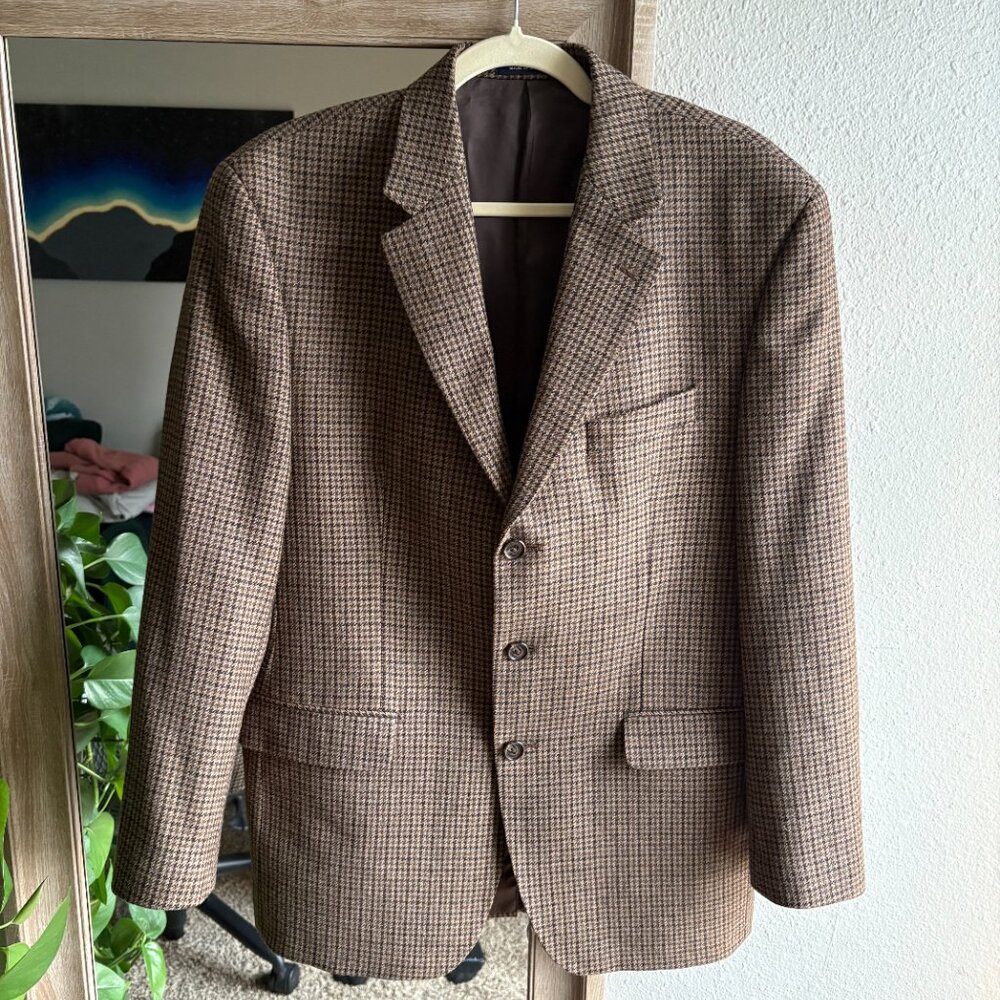 Ralph Lauren Dillards 42R Wool Cashmere Houndstooth Sports Coat Jacket Blazer